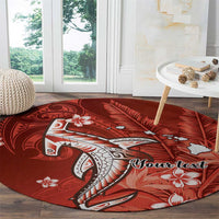 Personalized Hawaiian Maori Hammerhead Shark Round Carpet Ulaula Plumeria LT9 - Polynesian Pride