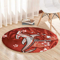 Personalized Hawaiian Maori Hammerhead Shark Round Carpet Ulaula Plumeria LT9 - Polynesian Pride