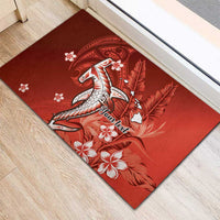 Personalized Hawaiian Maori Hammerhead Shark Rubber Doormat Ulaula Plumeria LT9 - Polynesian Pride