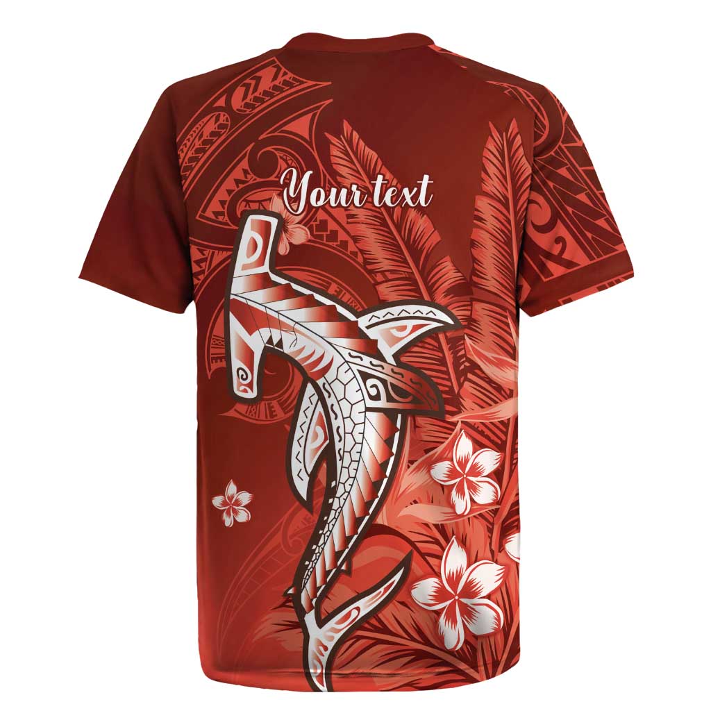 Personalized Hawaiian Maori Hammerhead Shark Rugby Jersey Ulaula Plumeria LT9 - Polynesian Pride