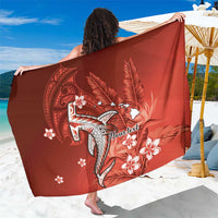Personalized Hawaiian Maori Hammerhead Shark Sarong Ulaula Plumeria - Polynesian Pride