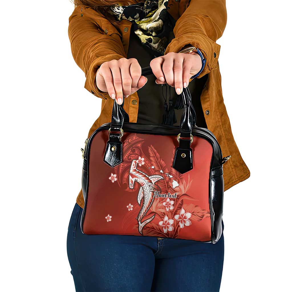 Personalized Hawaiian Maori Hammerhead Shark Shoulder Handbag Ulaula Plumeria LT9 One Size Red - Polynesian Pride