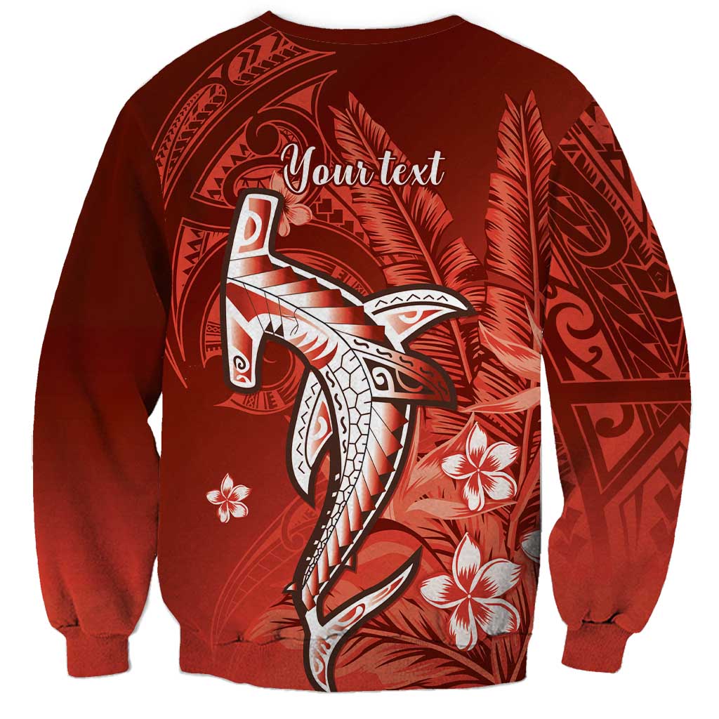 Personalized Hawaiian Maori Hammerhead Shark Sweatshirt Ulaula Plumeria LT9 - Polynesian Pride
