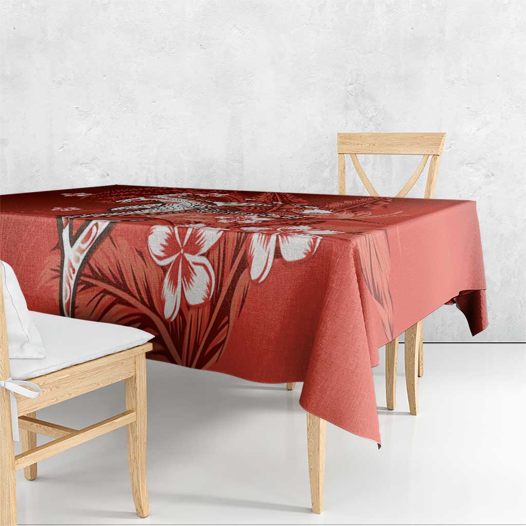 Personalized Hawaiian Maori Hammerhead Shark Tablecloth Ulaula Plumeria LT9 - Polynesian Pride