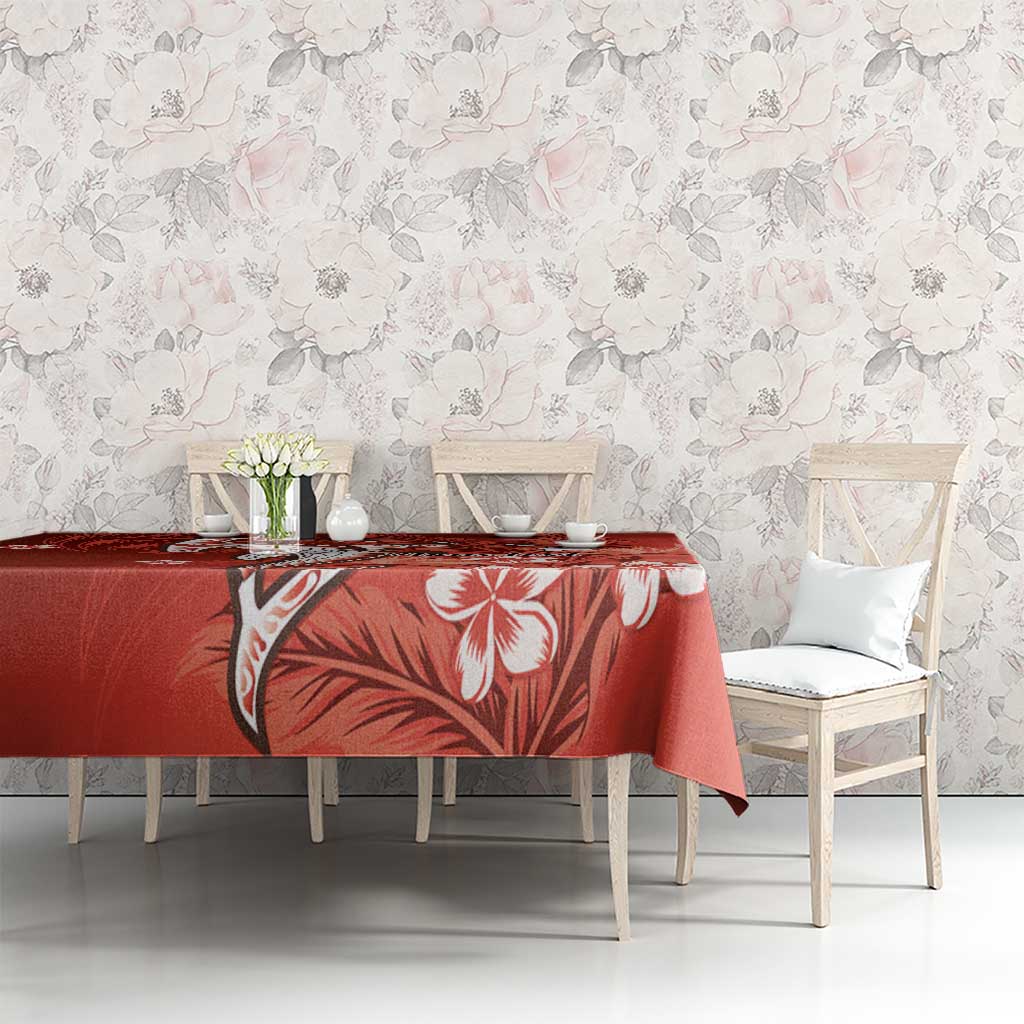 Personalized Hawaiian Maori Hammerhead Shark Tablecloth Ulaula Plumeria LT9 - Polynesian Pride