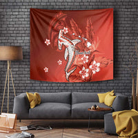 Personalized Hawaiian Maori Hammerhead Shark Tapestry Ulaula Plumeria LT9 Red - Polynesian Pride