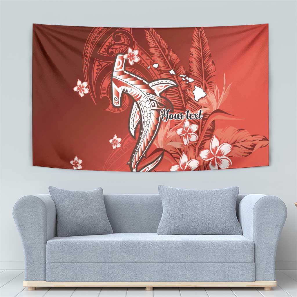 Personalized Hawaiian Maori Hammerhead Shark Tapestry Ulaula Plumeria LT9 - Polynesian Pride