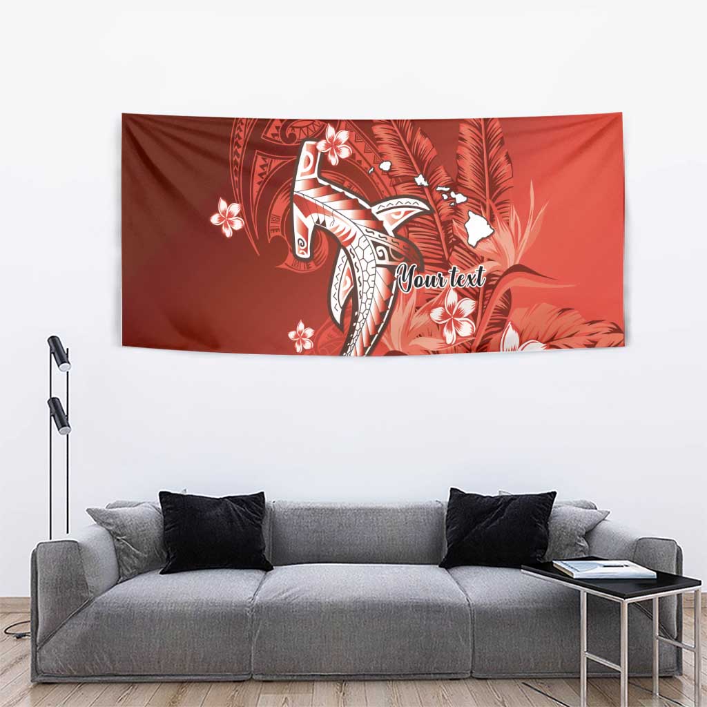 Personalized Hawaiian Maori Hammerhead Shark Tapestry Ulaula Plumeria LT9 - Polynesian Pride