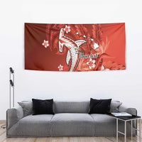 Personalized Hawaiian Maori Hammerhead Shark Tapestry Ulaula Plumeria LT9 - Polynesian Pride