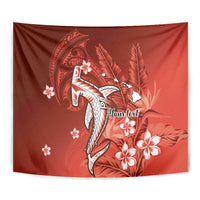 Personalized Hawaiian Maori Hammerhead Shark Tapestry Ulaula Plumeria LT9 - Polynesian Pride