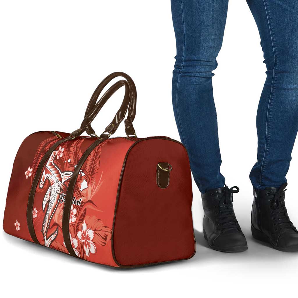 Personalized Hawaiian Maori Hammerhead Shark Travel Bag Ulaula Plumeria LT9 - Polynesian Pride