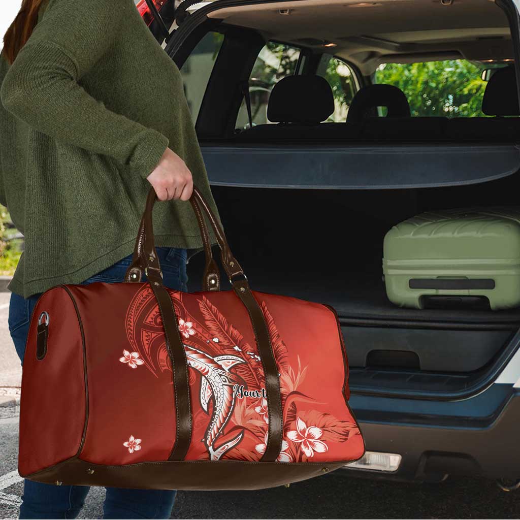 Personalized Hawaiian Maori Hammerhead Shark Travel Bag Ulaula Plumeria LT9 - Polynesian Pride