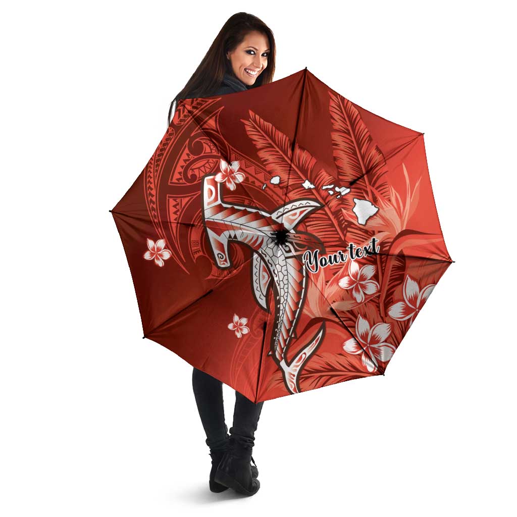 Personalized Hawaiian Maori Hammerhead Shark Umbrella Ulaula Plumeria LT9 - Polynesian Pride