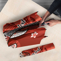 Personalized Hawaiian Maori Hammerhead Shark Umbrella Ulaula Plumeria LT9 - Polynesian Pride