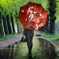Personalized Hawaiian Maori Hammerhead Shark Umbrella Ulaula Plumeria LT9 - Polynesian Pride