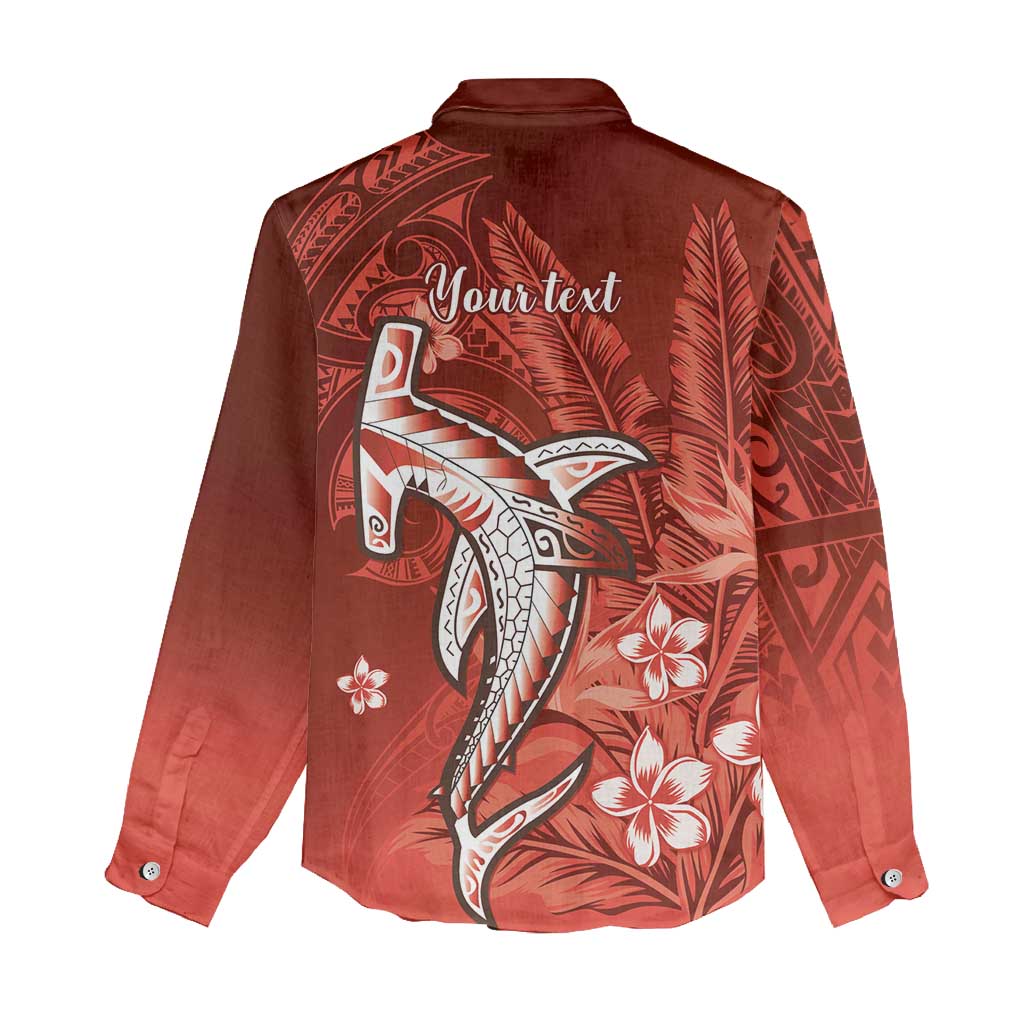 Personalized Hawaiian Maori Hammerhead Shark Women Casual Shirt Ulaula Plumeria LT9 - Polynesian Pride
