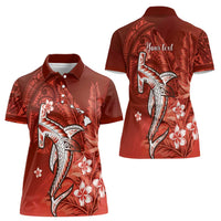 Personalized Hawaiian Maori Hammerhead Shark Women Polo Shirt Ulaula Plumeria LT9 - Polynesian Pride