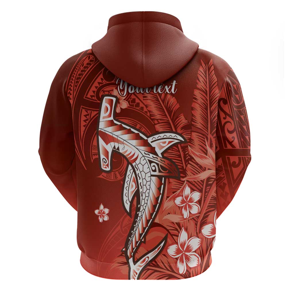 Personalized Hawaiian Maori Hammerhead Shark Zip Hoodie Ulaula Plumeria LT9 - Polynesian Pride