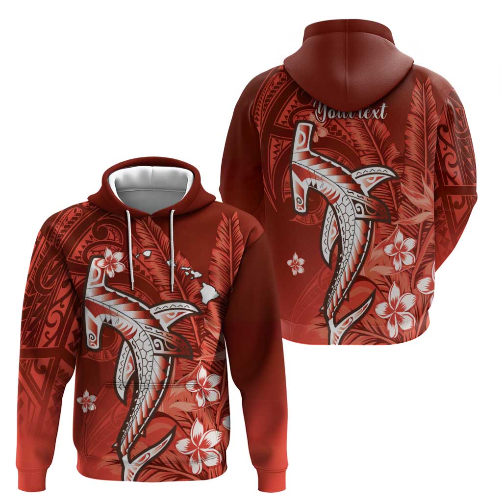 Personalized Hawaiian Maori Hammerhead Shark Zip Hoodie Ulaula Plumeria LT9 - Polynesian Pride