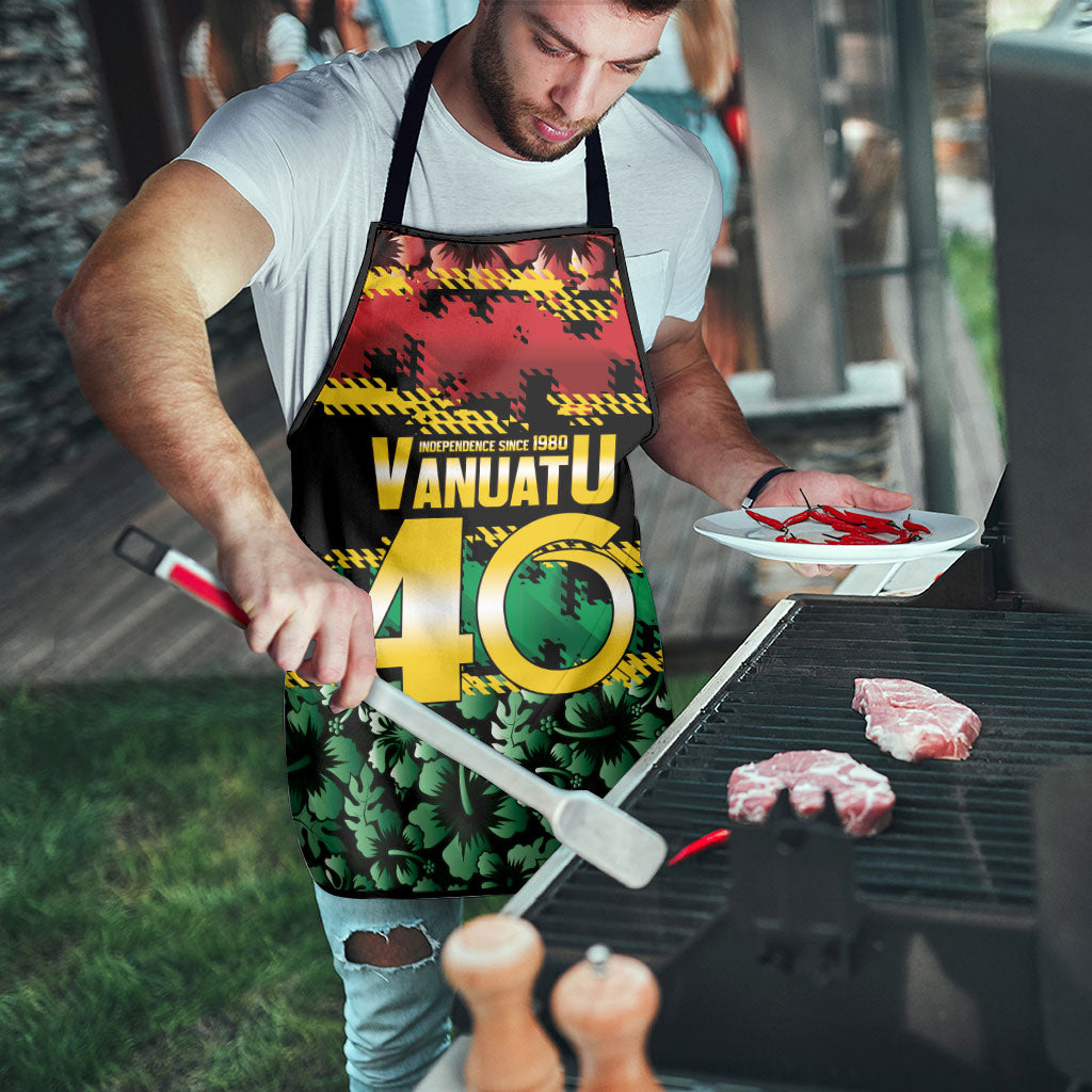 Vanuatu 46th Year Anniversary Apron 30 July 1980 Hibiscus Seamless Pattern LT9 - Polynesian Pride