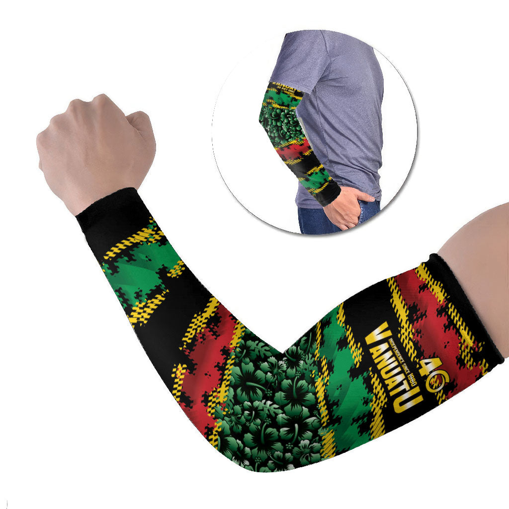 Vanuatu 46th Year Anniversary Arm Sleeves 30 July 1980 Hibiscus Seamless Pattern