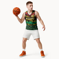 Vanuatu 46th Year Anniversary Basketball Jersey 30 July 1980 Hibiscus Seamless Pattern LT9 - Polynesian Pride