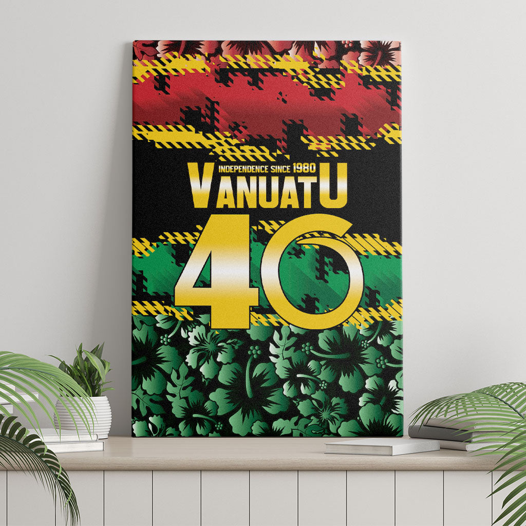 Vanuatu 46th Year Anniversary Canvas Wall Art 30 July 1980 Hibiscus Seamless Pattern LT9 - Polynesian Pride