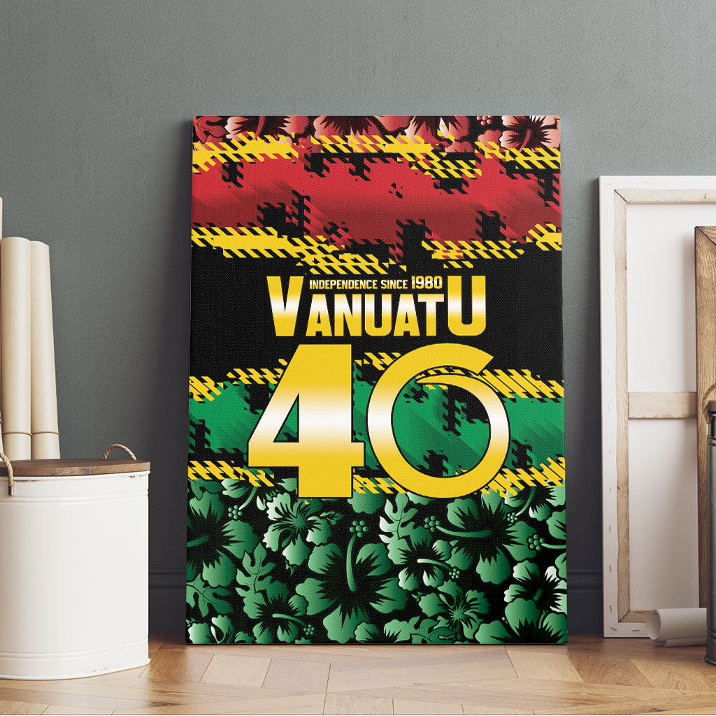 Vanuatu 46th Year Anniversary Canvas Wall Art 30 July 1980 Hibiscus Seamless Pattern LT9 - Polynesian Pride