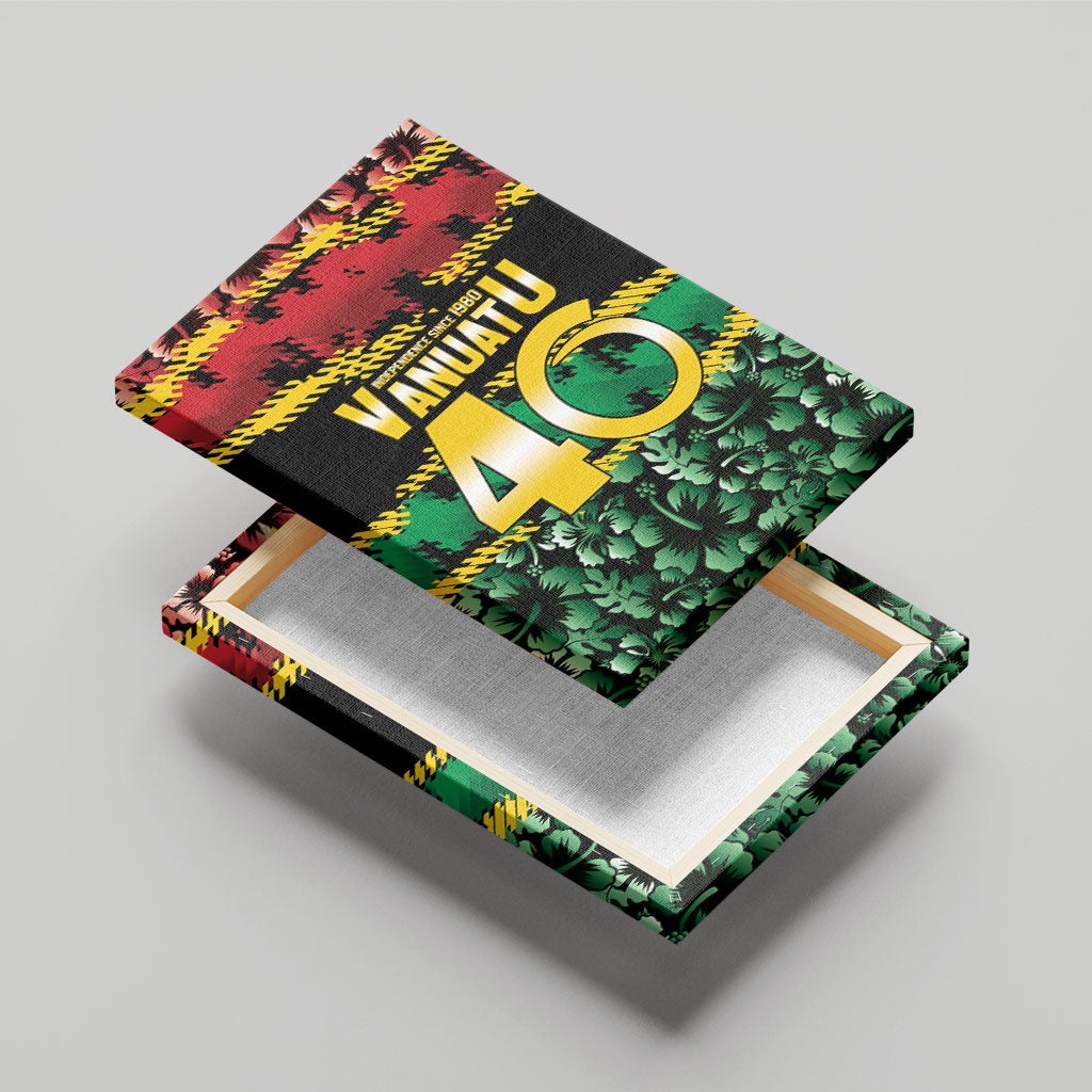 Vanuatu 46th Year Anniversary Canvas Wall Art 30 July 1980 Hibiscus Seamless Pattern LT9 - Polynesian Pride