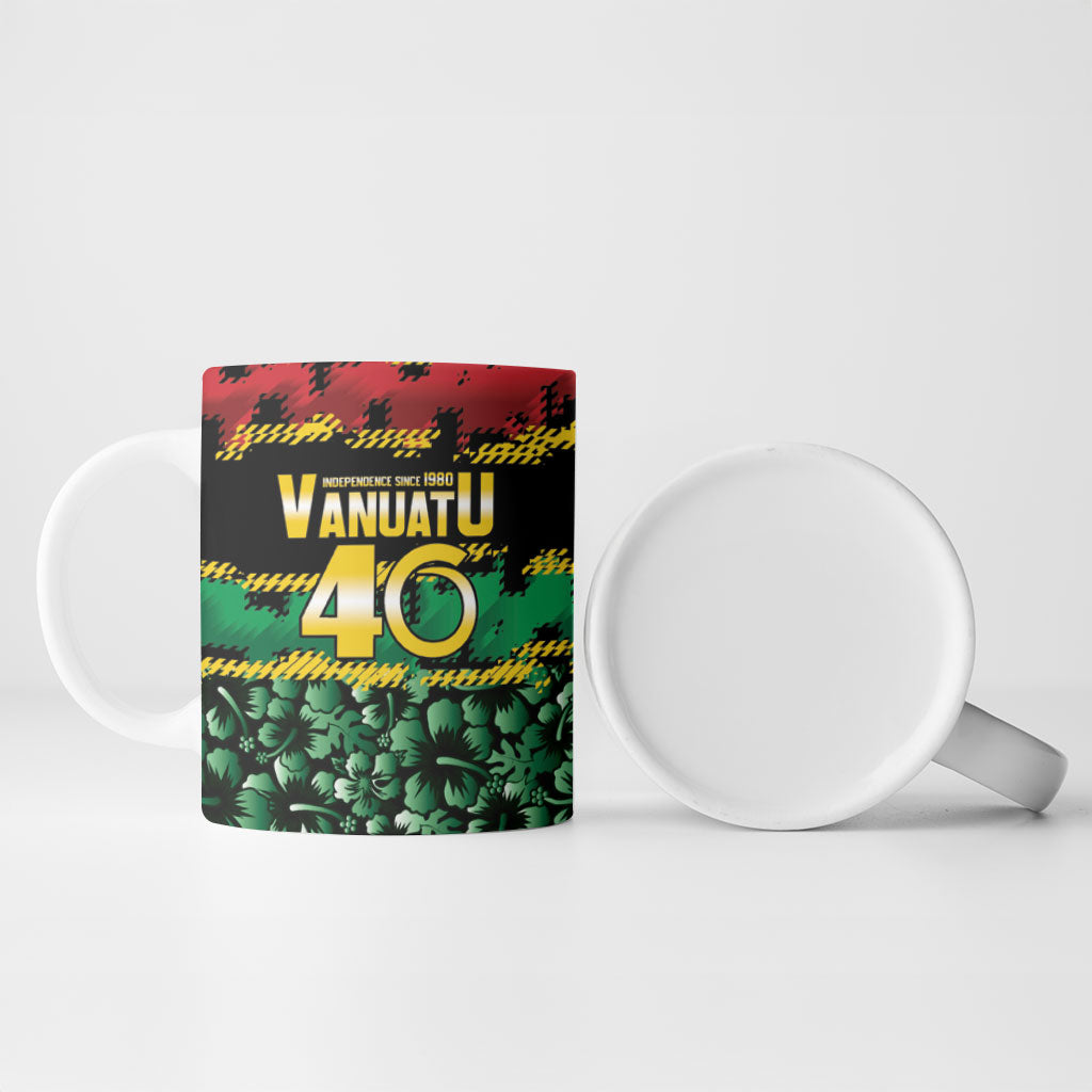 Vanuatu 46th Year Anniversary Ceramic Mug 30 July 1980 Hibiscus Seamless Pattern LT9 - Polynesian Pride