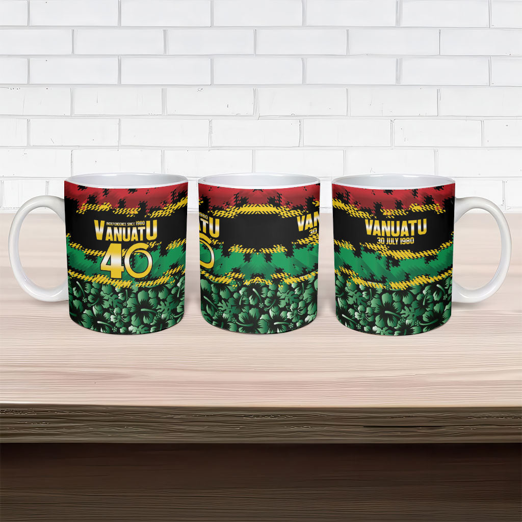 Vanuatu 46th Year Anniversary Ceramic Mug 30 July 1980 Hibiscus Seamless Pattern LT9 - Polynesian Pride