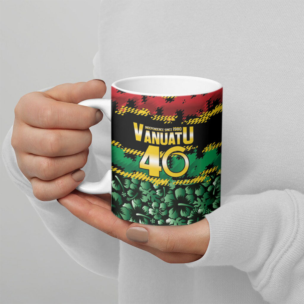 Vanuatu 46th Year Anniversary Ceramic Mug 30 July 1980 Hibiscus Seamless Pattern LT9 - Polynesian Pride