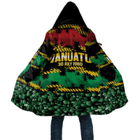 Vanuatu 46th Year Anniversary Cloak 30 July 1980 Hibiscus Seamless Pattern LT9 Unisex Black - Polynesian Pride