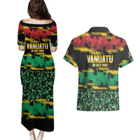Vanuatu 46th Year Anniversary Couples Matching Puletasi and Hawaiian Shirt 30 July 1980 Hibiscus Seamless Pattern LT9 - Polynesian Pride