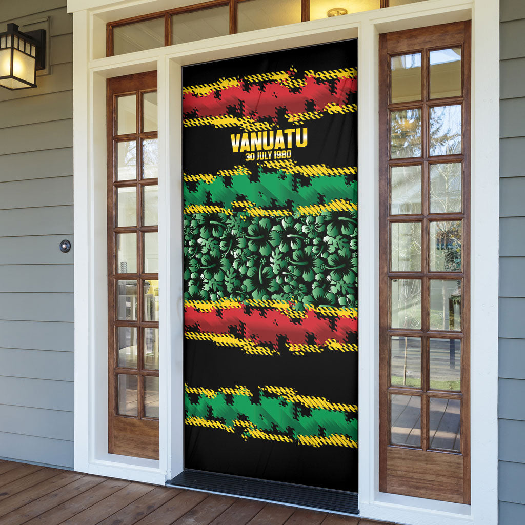 Vanuatu 46th Year Anniversary Door Cover 30 July 1980 Hibiscus Seamless Pattern LT9 - Polynesian Pride