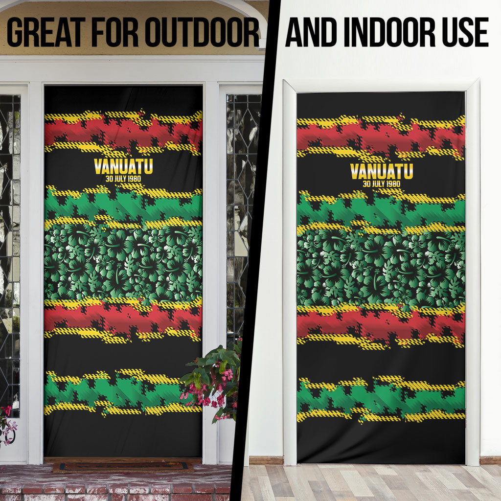 Vanuatu 46th Year Anniversary Door Cover 30 July 1980 Hibiscus Seamless Pattern LT9 - Polynesian Pride
