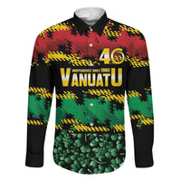 Vanuatu 46th Year Anniversary Family Matching Off Shoulder Short Dress and Hawaiian Shirt 30 July 1980 Hibiscus Seamless Pattern