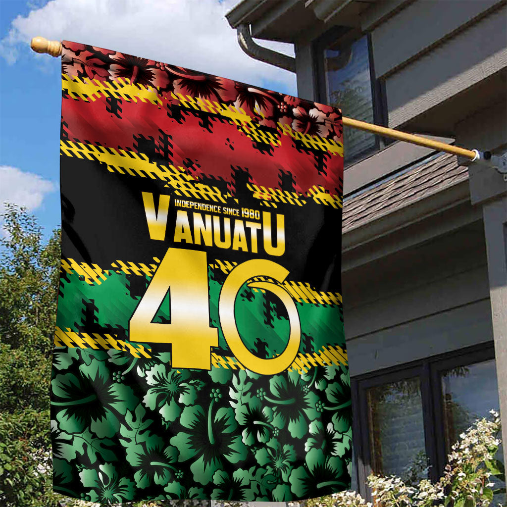 Vanuatu 46th Year Anniversary Garden Flag 30 July 1980 Hibiscus Seamless Pattern LT9 - Polynesian Pride