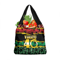 Vanuatu 46th Year Anniversary Grocery Bag 30 July 1980 Hibiscus Seamless Pattern LT9 1-pack One Size Black - Polynesian Pride