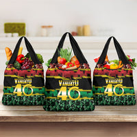 Vanuatu 46th Year Anniversary Grocery Bag 30 July 1980 Hibiscus Seamless Pattern LT9 3-pack One Size Black - Polynesian Pride