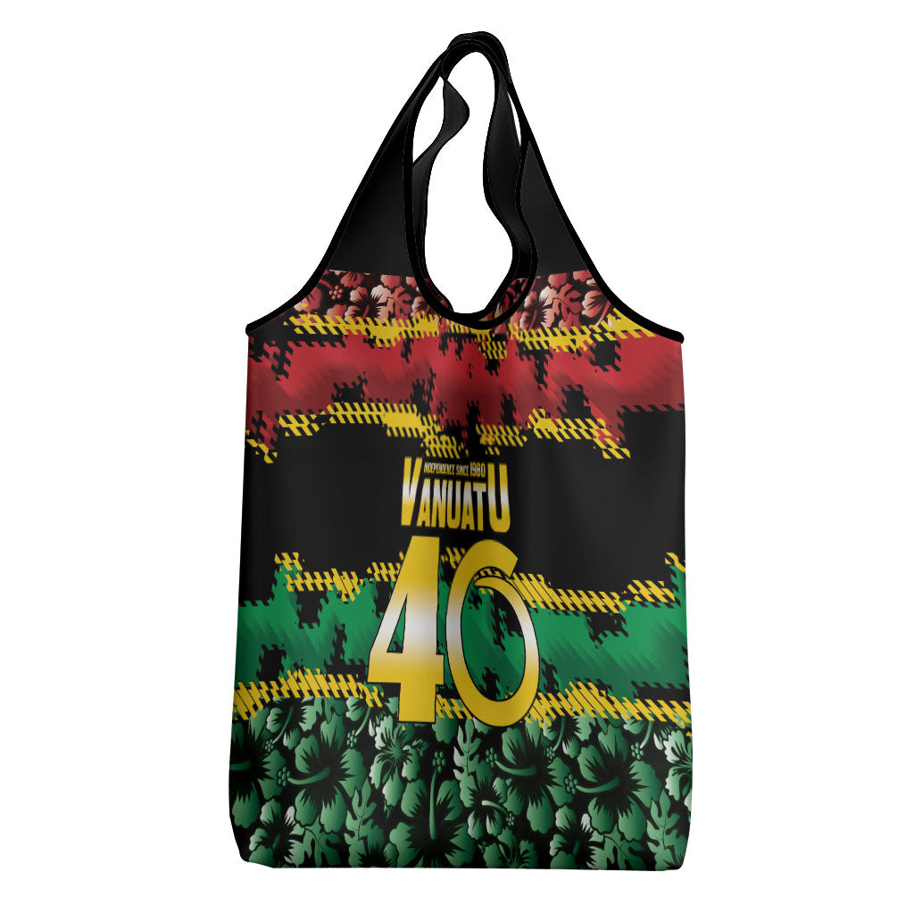 Vanuatu 46th Year Anniversary Grocery Bag 30 July 1980 Hibiscus Seamless Pattern LT9 - Polynesian Pride