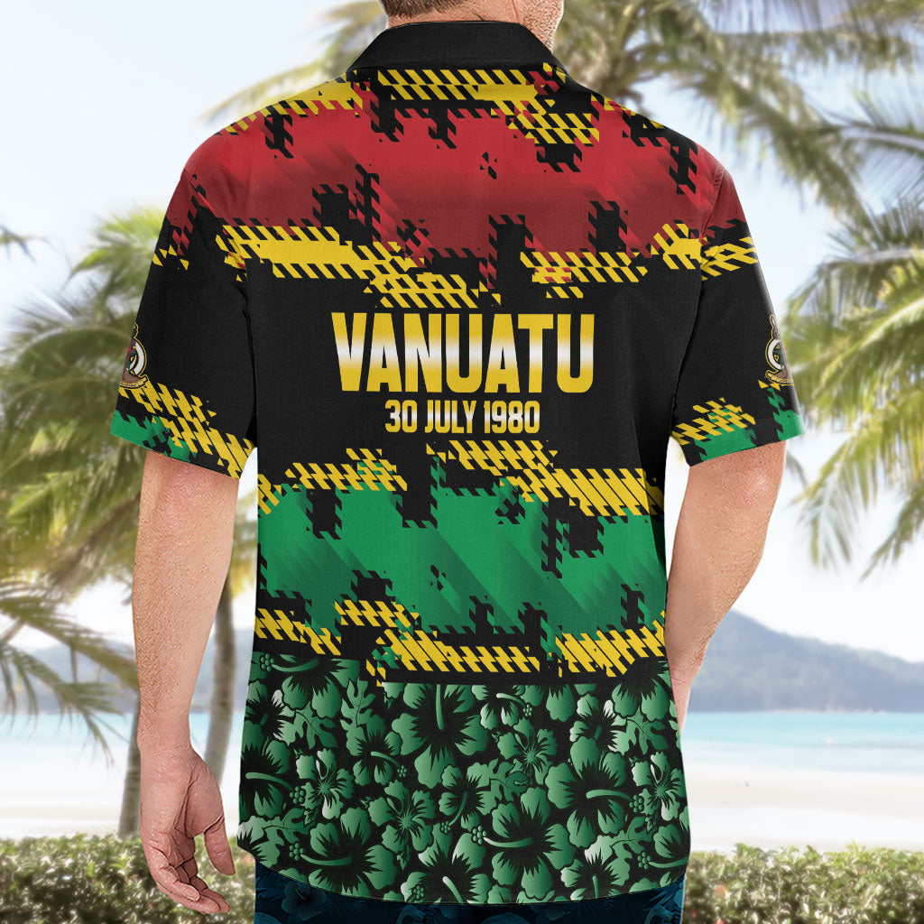 Vanuatu 46th Year Anniversary Hawaiian Shirt 30 July 1980 Hibiscus Seamless Pattern