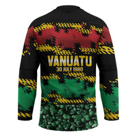 Vanuatu 46th Year Anniversary Hockey Jersey 30 July 1980 Hibiscus Seamless Pattern LT9 - Polynesian Pride