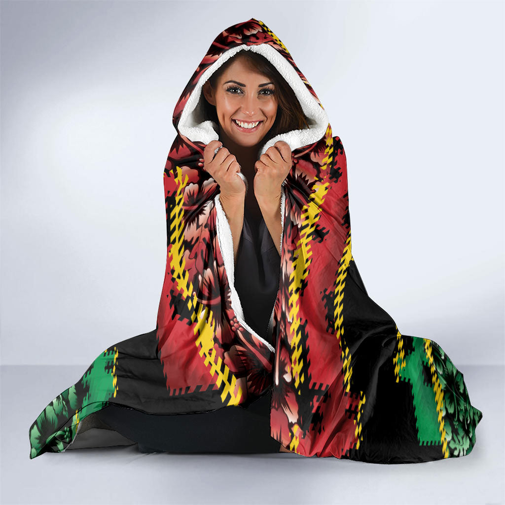 Vanuatu 46th Year Anniversary Hooded Blanket 30 July 1980 Hibiscus Seamless Pattern