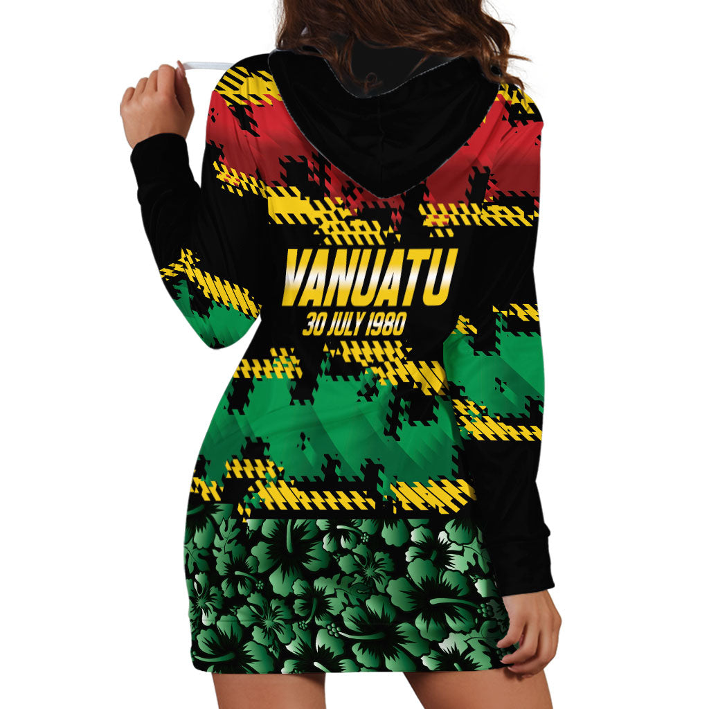 Vanuatu 46th Year Anniversary Hoodie Dress 30 July 1980 Hibiscus Seamless Pattern LT9 - Polynesian Pride