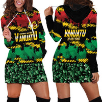 Vanuatu 46th Year Anniversary Hoodie Dress 30 July 1980 Hibiscus Seamless Pattern LT9 - Polynesian Pride