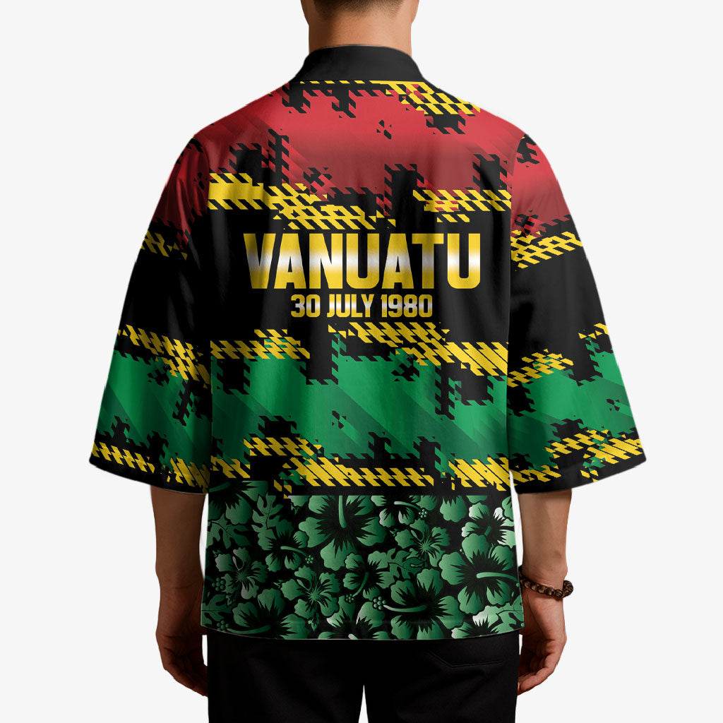 Vanuatu 46th Year Anniversary Kimono 30 July 1980 Hibiscus Seamless Pattern LT9 - Polynesian Pride