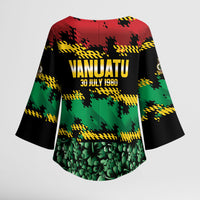 Vanuatu 46th Year Anniversary Kimono Sleeve Blouse 30 July 1980 Hibiscus Seamless Pattern LT9 - Polynesian Pride
