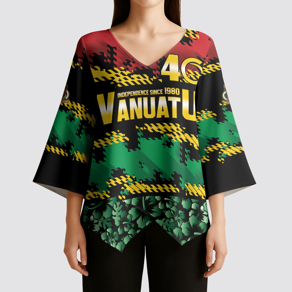 Vanuatu 46th Year Anniversary Kimono Sleeve Blouse 30 July 1980 Hibiscus Seamless Pattern LT9 - Polynesian Pride