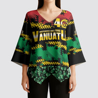 Vanuatu 46th Year Anniversary Kimono Sleeve Blouse 30 July 1980 Hibiscus Seamless Pattern LT9 - Polynesian Pride